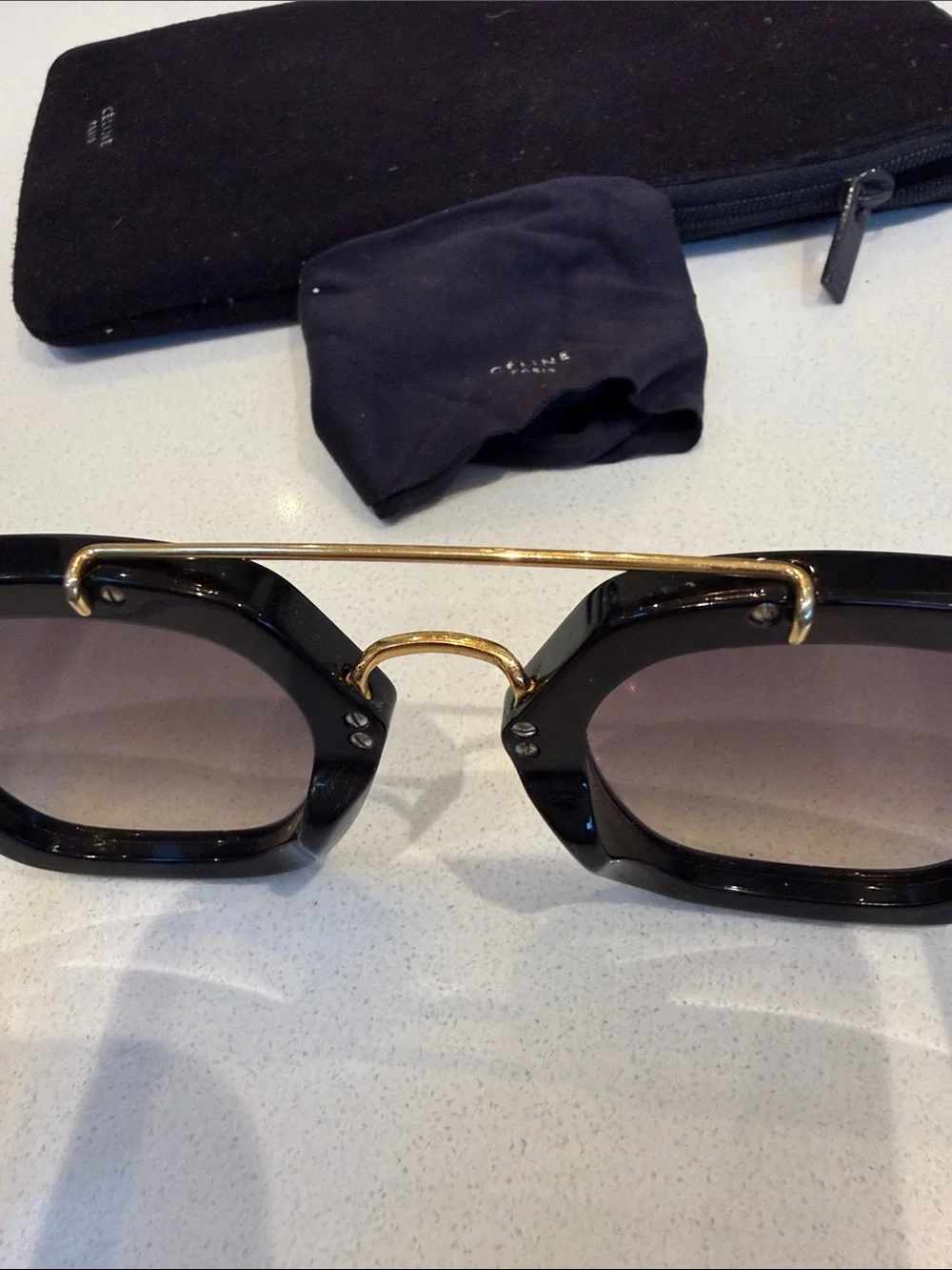 Celine Black & Gold Square CL40024U Sunglasses